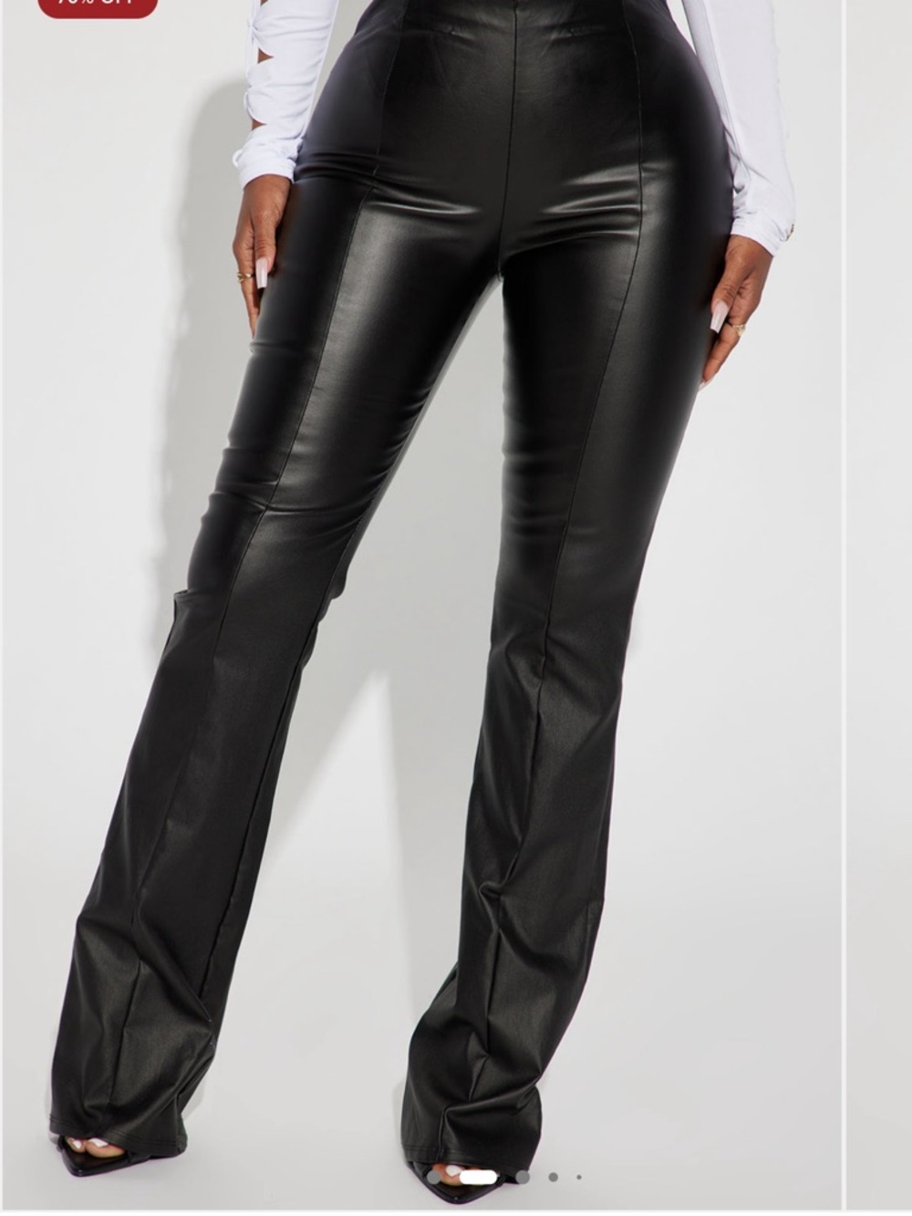 Fashion Nova Black Faux Leather Flare Pants